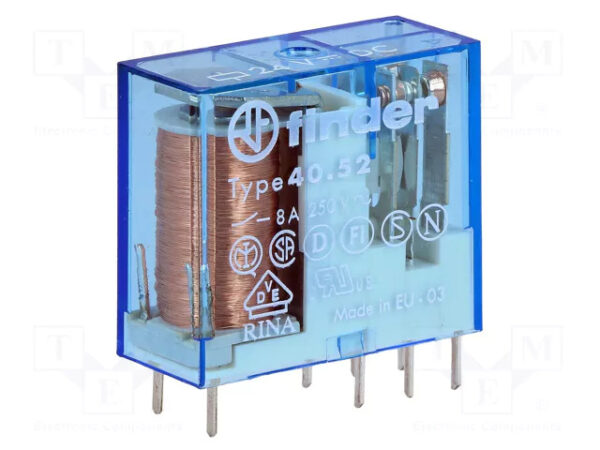 Relé 24VDC 15A DPDT (8 pinos) - Finder 40.52.9.024.0000